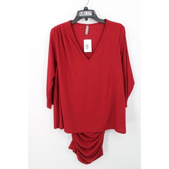 Last Tango Long Sleeve Miracle Dress Deep Red Women's Size XL Ribbed Body NWT - Picture 1 of 7